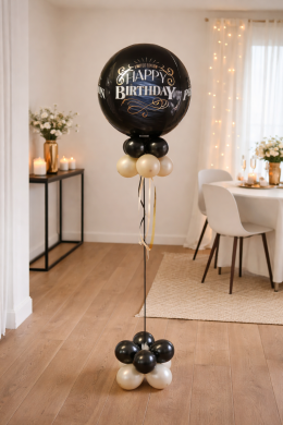 Happy Birthday Ballon in Schwarz